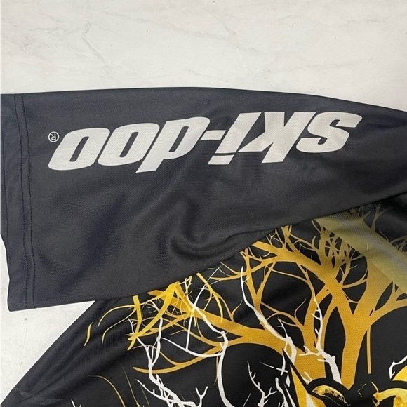 Brp Ski-Doo Black Yellow Snowmobile Short Sleeve Shirt Size Large - Picture 6 of 6